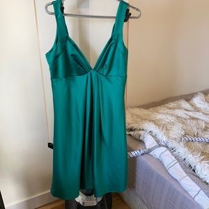 Vintage 90s Calvin Klein green satin minidress 10P